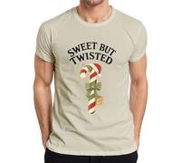Sweet But Twisted Candy Cane Xmas Bow Gift Retro Santa Men's T-Shirt, natural, M
