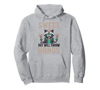 Sweet But Will Throw Hands Raccoon Face Trash-Panda Raccoon Pullover Hoodie