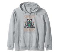 Sweet But Will Throw Hands Raccoon Face Trash-Panda Raccoon Zip Hoodie