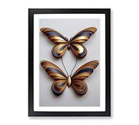 Sweet Butterflies Framed Print | A3 Black Framed Wall Art | Ready to Hang | Modern Nature Picture | Living Room Bedroom Lounge Office