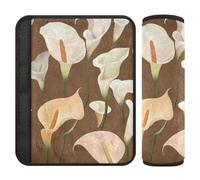 Sweet Calla Lily Flower Brown 2 pcs car seat seat Belt Pads Protects Your Neck and Shoulders for Bag funda para cinturón de carro