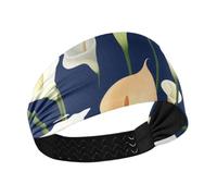 Sweet Calla Lily Flower Navy Blue Cooling sports headbands for women Elastic hairbands for women's hair for Cycling hiking Cycling basketball