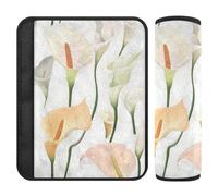 Sweet Calla Lily Flower White 2 pcs car seat Belt Pads Release Stress to Your Neck and Shoulders for Backpack forro para cinturon de seguridad