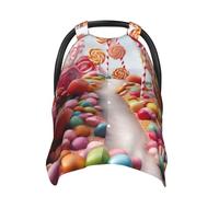 Sweet Candy Backdrop Baby Car Seat Canopy Cover, Multi Use Breathable Nursing Breastfeeding Covers for Mom Soft Stroller Sun Shade Newborn Shower Gift