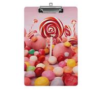 Sweet Candy Clipboard, A4 Acrylic Clipboard with Hanging Hole, Ultra-Light Clip Board - Holds 100 Sheets, Shatterproof Document Holder for Office, 12.5" X 8.5"
