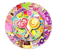 Sweet Candy & Dessert Stickers for All Ages, 50PCS Vibrant Vinyl Decals for Laptops Phones Luggages - Customisable Snack-Themed Stickers for Teens Adults