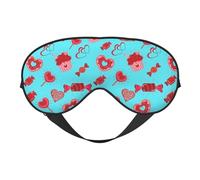 Sweet Candy Heart Happy Valentines Day Eye Mask Sleep Mask Light BlockBlindfold Night Eyes Cover Soft Pressure-Free Eyeshade with Elastic Strap for Home Travel Office Nap Yoga