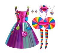 Sweet Candy Land Fancy Dress Up Rainbow Lollipop Costume with Hair Hoop for Kids Girls Age 3 to 10 Years, Purple