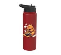 Sweet Capybara Eats Ramen Noodles Capybaras Ramen Stainless Steel Insulated Water Bottle