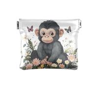 Sweet Capybara White Women's Small Leather Change Purse Unique Change Wallet for Girls Ladies Handbag, Serene Simian White, One Size, Modern