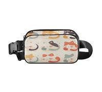 Sweet Cat Light Coral Stylish Fanny Waist Pack for Women Men Water Resistant Bum Bag Belt with Adjustable Strap for Travel Gym Work, Aesthetic Fighting Fish, One Size