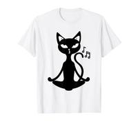 Sweet Cat Meditating Graphic Funny Value Graphic T-Shirt, Men, White, M