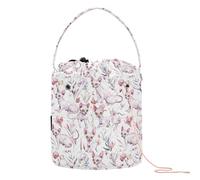 Sweet Cats White Cute Floral Yarn Storage Bag Knitting Crochet Bag with Holes Craft Bag for Crochet Carrier Crochet Backpack
