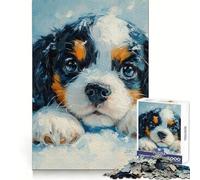 Sweet Cavalier King Charles Spaniel in Snow(无 1000 Piece Jigsaw Puzzle for Teenagers Reason Skill Toy Stress Free Exact Cut Lovely Present (50x75cm)