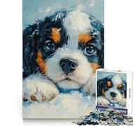 Sweet Cavalier King Charles Spaniel in Snow(无 1000 Piece Jigsaws for Teenagers Puzzle Brain Workout Toy Calm Escape Art Assembly Thoughtful Gift (38x52cm)