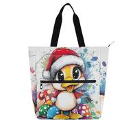 Sweet Cayuga Duck Kids Tote Bag Piano Book Bag for Boys Girls Adults, Gothic Water-resistant Library Book Bag Handbag with Zipper Pockets for School and Playtime Rainbow school supplies