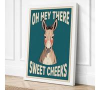 Sweet Cheeks Donkey Retro Canvas Wall Art Print 24x16 Inch (61 x 41 cm)
