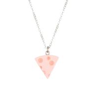 Sweet Cheese Pendant Necklace Handmade 3D Resin Mini Pizza Triangle Block Food Geometric Silver Chain Necklace for Women Men BFF Best Friend Couples Christmas Halloween Birthday Party Fashion Jewelry