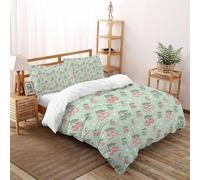 Sweet Cherry Harvest Bedding Set 3D Printed Plant Fruit Theme Duvet Cover Set 3 Pieces Microfiber Comforter Cover for Family,couple,children with Pillow Double（200x200cm）