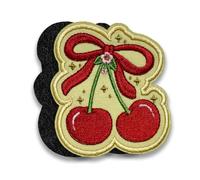 Sweet Cherry Patch 3 Inches Bow Girly Cute Fruit Lover Fruit Addict Hook and Loop Embroidered Patches for Backpack Vest Dog Harness Military Uniforms Gifts for Mom Dad