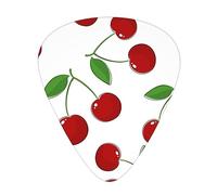Sweet Cherry Pattern,12 Pcs Guitar Pick,3 Different Thickness Plectrums for Acoustic Guitar Bass Ukulele (0.46mm 0.96mm 0.71mm)