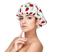 Sweet Cherry Pattern,Adult's Satin Sleeping Cap - Women's Elastic Sleep Bonnet, Adjustable Overnight Hair Cover
