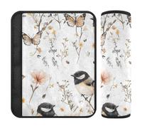 Sweet Chickadee Birds White 2 Pack car Accessories Seatbelt Covers Stop seat Belt Cutting into Neck for Van funda para cinturón de carro