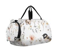 Sweet Chickadee Birds White Small Gym Bag with Shoes Compartment Multifunctional Carry On Bag for School Practice, Sports, Travel