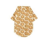 Sweet Chocolate Chip Cookie Food White Pattern Summer Dog Shirt Button Up Soft, Lightweight, and Breathable Short Sleeve Pet T-Shirt Puppy Sweatshirt Perfect for Everyday Wear, and Photoshoots