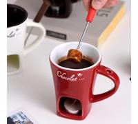Sweet Chocolate Fondue Cup, Chocolate Melting Cup (Tea Candle Not Included), Perfect for Date Nights/Birthdays/Wedding Gifts, Includes Fondue Fork (red)