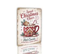 Sweet Christmas Cheer Hot Cocoa Metal Sign Retro Holiday Wall Art for Kitchen Cocoa Bar Warm Drink Station Winter Festive Decor Coffee Shop Display 8x12 inch