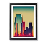 Sweet City Skyline Abstract Framed Print | A2 Black Framed Wall Art | Ready to Hang | Abstract Cityscape Picture | Living Room Bedroom Lounge Office