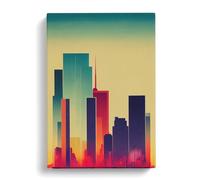Sweet City Skyline Abstract Peach Canvas Print | Gallery Wrapped 30mm Frame Wall Art | 30x20 inches | Ready to Hang | Abstract Cityscape Picture | Living Room Bedroom Lounge Office