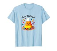 Sweet & Colorful Candy Corn Halloween Treat T-Shirt, Men, Baby Blue, M