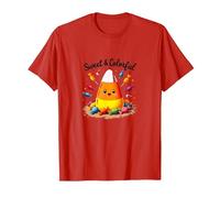 Sweet & Colorful Candy Corn Halloween Treat T-Shirt, Men, Red, M