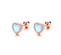 Sweet Colour Heart Beads Screw Stud Earrings For Women Wedding Fine Jewelry
