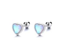 Sweet Colour Heart Beads Screw Stud Earrings For Women Wedding Fine Jewelry