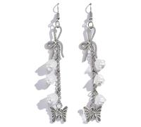 Sweet Cool Love Earrings Fashion Long Flower Butterfly Pendant Earrings Temperament Drop Earrings Women Jewelry