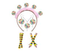 Sweet Costume Accessories Set Lollipop Headband Rainbow Knees High Socks Candy Christmas Outfits For Birthday Parties