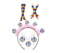 Sweet Costume Accessories Set Lollipop Headband Rainbow Knees High Socks Candy Christmas Outfits For Birthday Parties