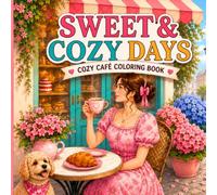 Sweet & Cozy Days: A Cozy Café Coloring Book with 50 Simple and Relaxing Coffee, Bakery, Pastry, Pet and Slow Living Scenes for Adults and Teens