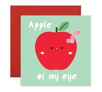 Sweet & Creative Love Card for Her or Him - 'Apple Of My Eye' - Gifts for Wife, Husband, Boyfriend, Girlfriend, Married Couples - Valentines Day Fruit - Comes with Fun Stickers