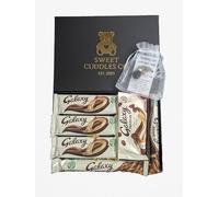 Sweet Cuddles Co Chocolate Gift Box Hamper | Filled with Galaxy Full Sized Bars Smooth Milk, Minstrels | Letter Box Friendly | Luxury Black Box With Surprise Pocket Hug Pouch