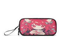 Sweet Cute Cherry Red Anime Nylon Zipper Pencil Bag High Capacity Pencil Case With Zipper School Stationery for Office Kids
