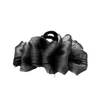 Sweet Cute Pretty Black Tulle Mesh Bowknot Large Non Slip Feather Chiffon Silk Bows Hair Clip Set - Strong Hold Big Mesh Tulle Claw Clip Hair Accessory for Women