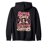Sweet Cute Slightly Savage Cat Design Zip Hoodie
