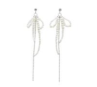 Sweet Dangle Earrings Elegant Pearl Bowknot Tassels Pendant Statement Jewelry Fashion Long Drop Long Drop Jewelry Accessories Party