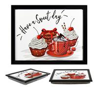 (Sweet Day) GEEZY Large Wooden Bean Bag Cushioned Lap Tray - 44 x 34cm