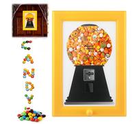 Sweet Dispenser for Kids, Creative Gumball Machine in Frame, Candy Dispenser Picture Frame，Cute Hanging Candy Dispenser Home Decor for Candies Nuts Dog Cat Treats Holiday Presents（Yellow）