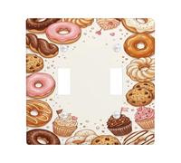 Sweet Donut and Cupcake Illustration Donuts Double Light Switch Cover Plate